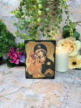 Load image into Gallery viewer, Virgin Mary and Baby Jesus Picture Icon Style Religious Wall Plaque Decor