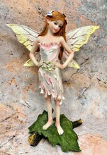 Load image into Gallery viewer, Flower Fairy Standing on Leaf Figurine Fantasy Fairies Mythical Sculpture Gift