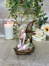 Load image into Gallery viewer, Green Flower Fairy Resting on Leaf Figurine Statue Ornament-OsirisTradingUK