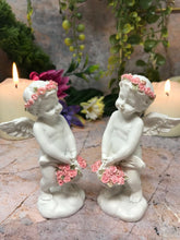 Load image into Gallery viewer, Pair of Guardian Angel Figurine Cherubs with Flowers Statue Ornament Sculpture-Collectables:Fantasy, Myth & Magic:Mythical Creatures:Angels-OsirisTradingUK