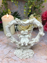 Load image into Gallery viewer, Pretty Pair of Angel Cherubs Sitting On Swing inside Rose Covered Heart Ornament-Collectables:Fantasy, Myth & Magic:Angel-OsirisTradingUK