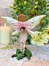 Load image into Gallery viewer, Flower Fairy Standing on Leaf Figurine Fantasy Fairies Mythical Sculpture Gift
