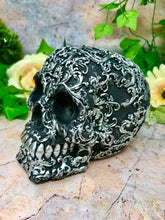 Load image into Gallery viewer, Floral Decay Black Silver Skull Figure Skulls Collection Sculpture Gothic Decor-OsirisTradingUK
