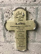Charger l'image dans la galerie, God Sees Every Tear Wall Cross Ceramic Plaque Sculpture Religious Catholic-OsirisTradingUK