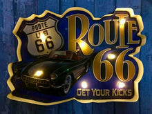 Load image into Gallery viewer, Vintage Metal 3D LED Logo Sign Route 66 Garage Car Man Cave Wall Plaque-OsirisTradingUK
