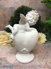 Load image into Gallery viewer, Guardian Angel Figurine Cherub on Heart Statue Ornament Sculpture Gift-Collectables:Fantasy, Myth & Magic:Mythical Creatures:Angels-OsirisTradingUK