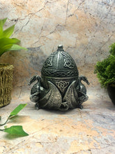 Load image into Gallery viewer, Silver Dragons Box Mythical Dragon Celtic Symbol Statue Ornament Secret Stash