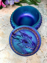 Laden Sie das Bild in den Galerie-Viewer, Blaue Drachenbox, mythische Skulptur, Drachensammlung, Ornament, geheimer Vorrat