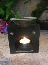 Load image into Gallery viewer, Soapstone Black Pentagram Oil Burner Aromatherapy Pagan Wicca Altar-OsirisTradingUK