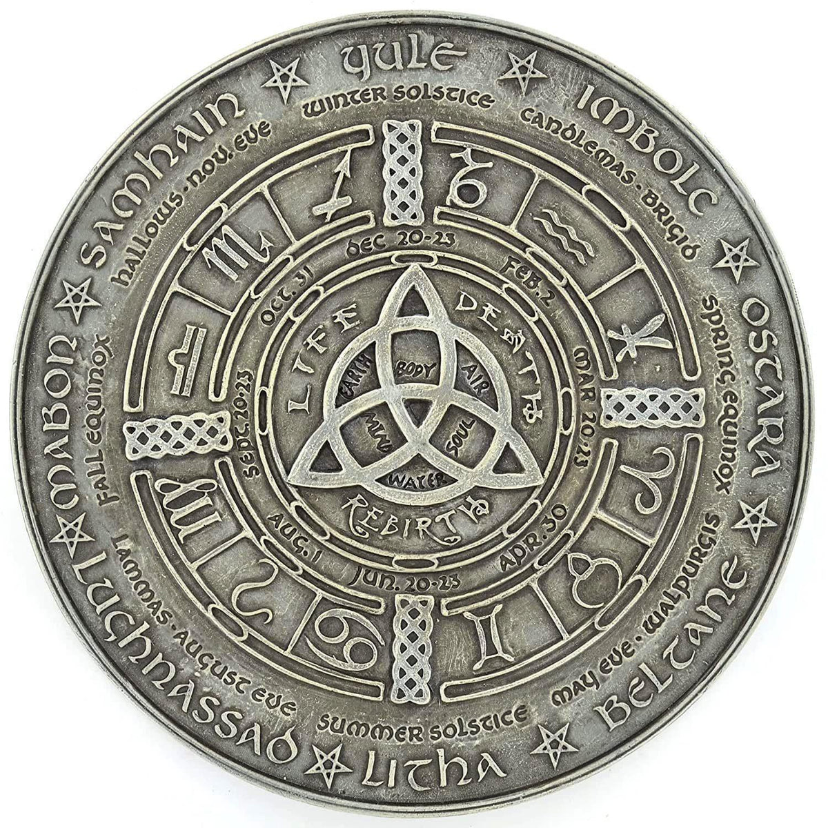 Wiccan Wheel of the Year Calendar Life Death Rebirth Wall Plaque Pagan