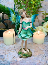Load image into Gallery viewer, Green Fairy with Dragon Figurine Fantasy Fairies Figure Mythical Statue Gift