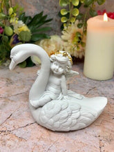Load image into Gallery viewer, Pair of Guardian Angel Figurine Cherubs on Swan Statue Ornament Sculpture-Collectables:Fantasy, Myth & Magic:Mythical Creatures:Angels-OsirisTradingUK