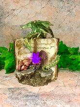 Laden Sie das Bild in den Galerie-Viewer, Green Dragon Guardian of Spell Book Statue with LED Light Dragons Collection-OsirisTradingUK