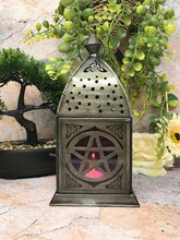 Charger l'image dans la galerie, Antique Effect Moroccan Lantern Candle Purple Glass Tealight Holder-OsirisTradingUK