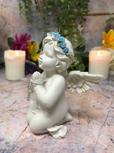 Load image into Gallery viewer, Guardian Angel Figurine Praying Cherub with Cross Statue Ornament Figure