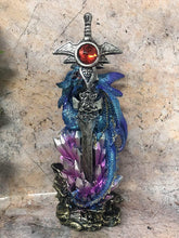 Laden Sie das Bild in den Galerie-Viewer, Blue Dragon Guardian Fantasy Sculpture Mythical Statue Ornament Gothic Dragons-OsirisTradingUK