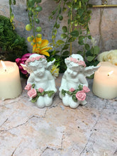 Load image into Gallery viewer, Pair of Guardian Angel Figurine Cherubs Holding Roses Statue Ornament Sculpture-Collectables:Fantasy, Myth & Magic:Mythical Creatures:Angels-OsirisTradingUK