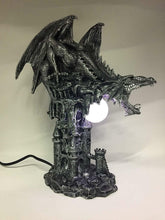 Load image into Gallery viewer, Silver Dragon Light Lamp Ornament Fantasy Dragons Art Sculpture Statue Ornament-OsirisTradingUK