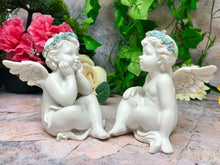 Charger l'image dans la galerie, Pair of Beautiful Baby Angel Cherubs Daydreaming Ornament-Collectables:Fantasy, Myth & Magic:Mythical Creatures:Angels-OsirisTradingUK