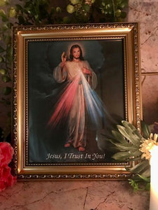 Laminated Framed Picture Divine Mercy Jesus Christianity Religious Decoration