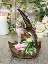 Load image into Gallery viewer, Green Flower Fairy Resting on Leaf Figurine Statue Ornament-OsirisTradingUK