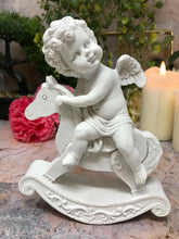 Load image into Gallery viewer, Guardian Angel Figurine Cherub on Rocking Horse Ornament Sculpture Cherubs