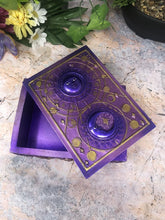 Load image into Gallery viewer, Mystical Sun and Moon Tarot Box Celestial Altar Wicca Pagan Style Purple Colour-OsirisTradingUK