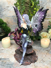 Load image into Gallery viewer, Fairy with Dragon Companion Figurine Fantasy Fairies Figure Mythical Sculpture