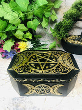 Load image into Gallery viewer, Triple Moon Goddess Pentagram Box Pagan Altar Wiccan Supplies-OsirisTradingUK