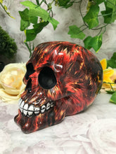Laden Sie das Bild in den Galerie-Viewer, Novelty Fire Skull Ornament Figure Skulls Collection Sculpture Gothic Decor-OsirisTradingUK