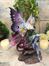 Load image into Gallery viewer, Fairy with Dragon Companion Figurine Fantasy Fairies Figure Mythical Sculpture