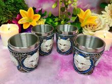 Load image into Gallery viewer, Set of 4 White Wolves Shot Glasses Ornaments Wolf Gothic Table Decor