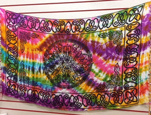 Load image into Gallery viewer, Psychedelic Tie-Dye Wall Tapestry Handmade Silky Rayon Fabric with Celtic Knot Design, Versatile Bohemian Decor, Unique Multicolor Scarf-OsirisTradingUK