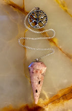 Load image into Gallery viewer, Rhodonite Tree of Life Emotional Healer Powerful Pendulum Crystal Reiki Healing Chakra Fortune Telling Dowser-OsirisTradingUK