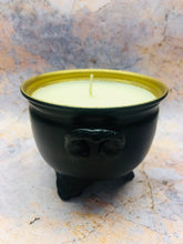 Load image into Gallery viewer, SOYA Wax Candle Triple Moons Goddess Symbol Pagan Wicca Altar Cauldron Hand Made from Quality Metal-OsirisTradingUK