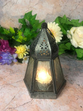 Laden Sie das Bild in den Galerie-Viewer, Moroccan Style Lanterns Silver Antique LED Tea Light Candle Holder-OsirisTradingUK