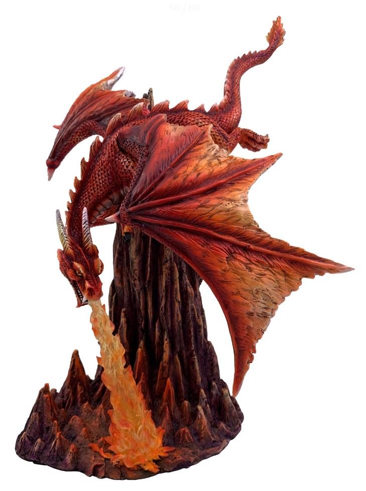 Majestic Red Dragon in Flight Statue Resin Craftsmanship 34cm Tall Mythical Craft-OsirisTradingUK