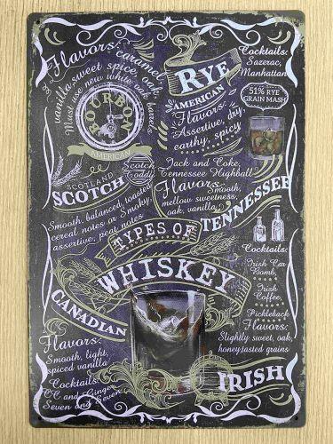 Vintage Whisky Types Metal Sign - A Tribute to Classic Spirits Man Cave Garage Father's Day Gift-OsirisTradingUK