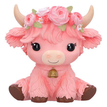Load image into Gallery viewer, Moo Crew Primrose Pink Flower Cow Figurine Cute Farmhouse Ornament Decor
