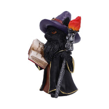 Load image into Gallery viewer, Black Wizard Cat Figurine Mystic Witchcraft Statue Fantasy Gothic Spellcaster Ornament
