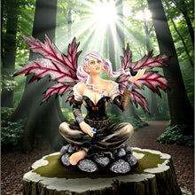 Load image into Gallery viewer, Dark Enchantress Fairy Sculpture with Blackbird Fantasy Art Figurine Mythological
