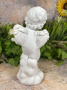 Cherubic Resin Angel Statue with Golden Accents, Whimsical Decorative Figurine - Boxed and Gift-Ready-OsirisTradingUK