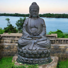 Laden Sie das Bild in den Galerie-Viewer, Large Meditating Buddha Statue - Polyresin Stone Effect Garden Ornament - 71 cm
