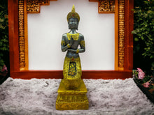 Load image into Gallery viewer, Serene Thai Buddha Statue with Glittering Glass Mosaic – Traditional Spiritual Decor, Resin Figurine, 26 cm
