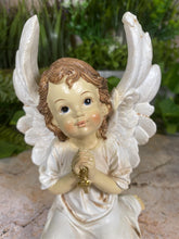 Load image into Gallery viewer, Handcrafted Guardian Angel Praying with Cross Statue Resin Sculpture
