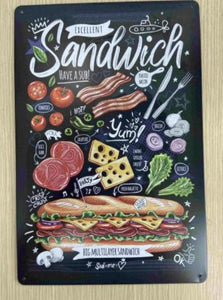 Vintage Sandwich Bar Metal Sign Retro Diner Wall Decor Retro House Warming Gift