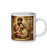 Charger l&#39;image dans la galerie, Inspirational Holy Family Ceramic Mug – 11 oz Religious Coffee Cup Featuring Mary, Joseph, and Baby Jesus-OsirisTradingUK
