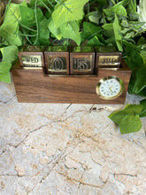 Load image into Gallery viewer, Vintage Maritime Wood and Brass Desk Clock with Calendar Nautical Style Decor
