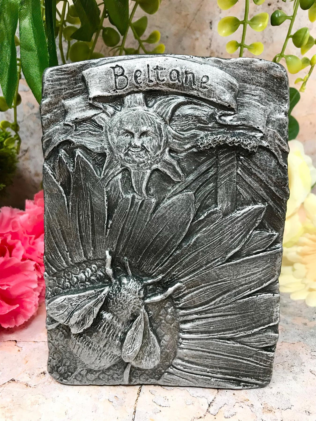 Silver Effect Beltane Honey Bee Sabbat Wall Plaque Pagan Wiccan Sculpture Ornament-OsirisTradingUK