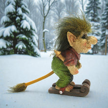 Load image into Gallery viewer, Nordic Skiing Troll Figurine Whimsical Ornament Mythical Folklore Collectable

